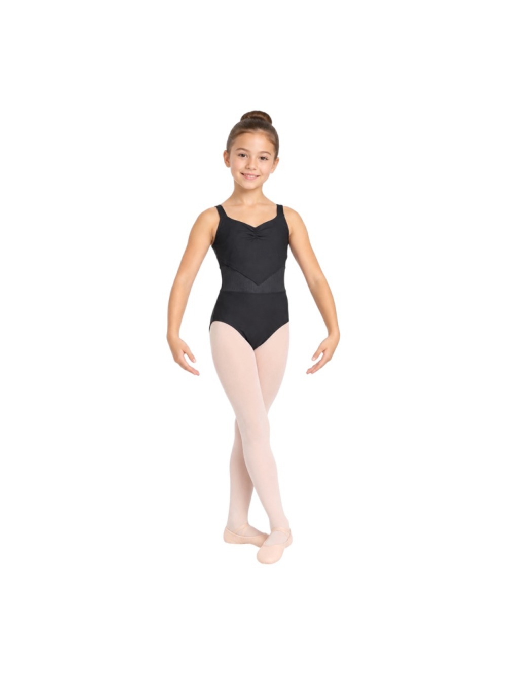 Danz N Motion Girls 8-10 Black Ruched Open Back Dance Leotard